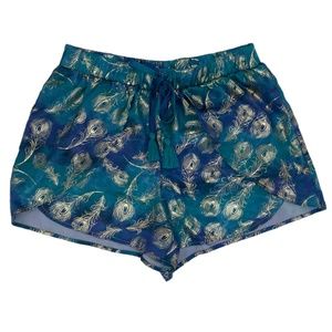 Disney Aladdin Jasmine Blue Gold Foil Peacock Sleep Shorts Size M